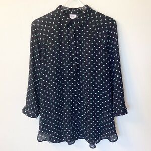 Cabi 3/4 Sleeve Olive Martini Button Up Blouse Style 5019 - Navy - M